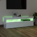 Meuble TV avec lumières LED blanc brillant 120x35x40 cm