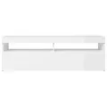 Meuble TV avec lumières LED blanc brillant 120x35x40 cm