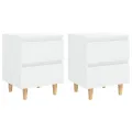 Tables de chevet pieds en pin 2 pcs Blanc brillant 40x35x50 cm