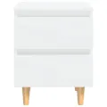 Tables de chevet pieds en pin 2 pcs Blanc brillant 40x35x50 cm