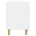 Tables de chevet pieds en pin 2 pcs Blanc brillant 40x35x50 cm