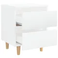 Tables de chevet pieds en pin 2 pcs Blanc brillant 40x35x50 cm