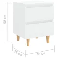 Tables de chevet pieds en pin 2 pcs Blanc brillant 40x35x50 cm