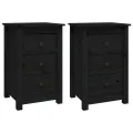 Tables de chevet 2 pcs Noir 40x35x61,5 cm Bois de pin massif