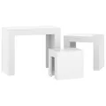 Tables basses gigognes 3 pcs Blanc brillant Aggloméré