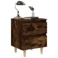 Tables de chevet et pieds en bois 2 pcs Chêne fumé 40x35x50 cm