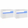 Meubles TV avec lumières LED 2 pcs blanc brillant 60x35x40 cm