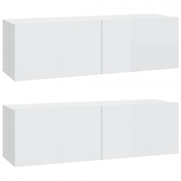 Meubles TV 2 pcs Blanc brillant 100x30x30 cm Bois d'ingénierie