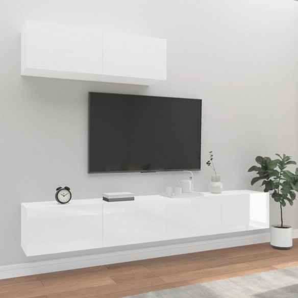 Ensemble de meubles TV 3 pcs Blanc brillant Bois d'ingénierie