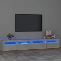 Meuble TV avec lumières LED Gris béton 240x35x40 cm