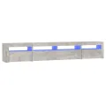 Meuble TV avec lumières LED Gris béton 240x35x40 cm