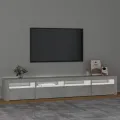 Meuble TV avec lumières LED Gris béton 240x35x40 cm