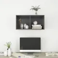 Meuble TV mural Gris brillant 37x37x72 cm Aggloméré