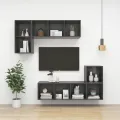 Meuble TV mural Gris brillant 37x37x72 cm Aggloméré