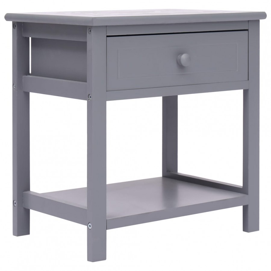 Table de chevet Gris 40x29x42 cm Bois de Paulownia