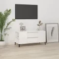 Meuble TV Blanc brillant 102x44,5x50 cm Bois d'ingénierie