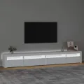 Meuble TV avec lumières LED Blanc 270x35x40 cm
