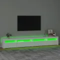 Meuble TV avec lumières LED Blanc 270x35x40 cm