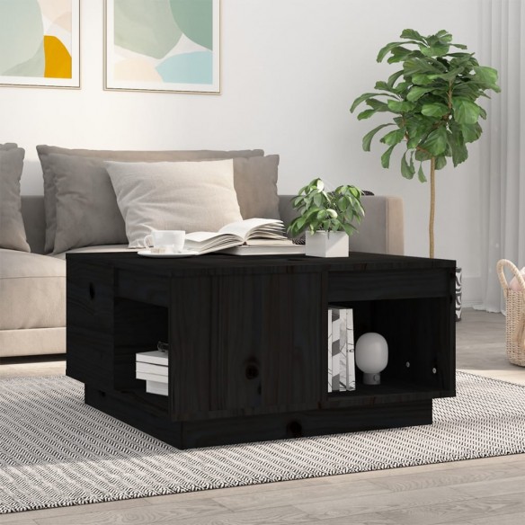 Table basse Noir 60x61x32,5 cm Bois massif de pin