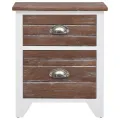 Table de chevet 2 pcs avec 2 tiroirs Marron et blanc