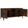 Meuble TV avec pieds en métal Chêne fumé 103,5x35x50 cm