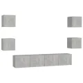 Ensemble de meubles TV 6 pcs Gris béton Aggloméré