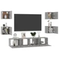Ensemble de meubles TV 6 pcs Gris béton Aggloméré