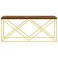 Table basse acier inoxydable et bois massif de récupération
