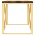 Table basse acier inoxydable et bois massif de récupération