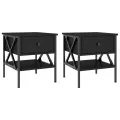 Tables de chevet 2 pcs noir 40x42x45 cm bois d’ingénierie