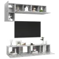 Ensemble de meuble TV 5 pcs Gris béton Aggloméré