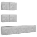 Ensemble de meuble TV 4 pcs Gris béton Aggloméré