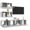 Ensemble de meuble TV 4 pcs Gris béton Aggloméré