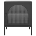 Table de chevet noir 50x35x60 cm verre et acier