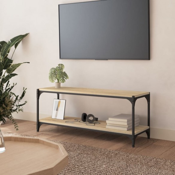 Meuble TV Chêne sonoma 100x33x41 cm Bois d'ingénierie et acier