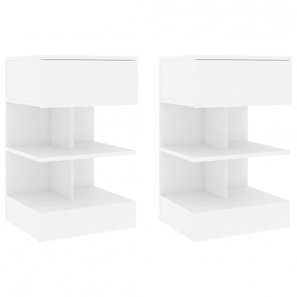 Tables de chevet 2 pcs Blanc 40x35x65 cm Aggloméré