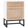 Tables de chevet 2pcs blanc 40x30x55,5cm bois ingénierie et fer