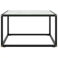 Table basse Noir avec verre marbre blanc 60x60x35 cm