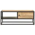 Table basse à porte sculptée 90x55x36 cm Bois de manguier brut