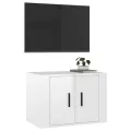 Meuble TV mural Blanc brillant 57x34,5x40 cm