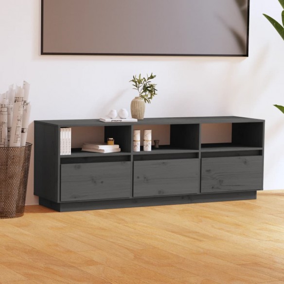 Meuble TV Gris 140x37x50 cm Bois de pin massif