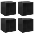Meubles TV 4 pcs Noir brillant 37x35x37 cm Aggloméré