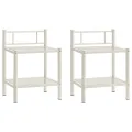 Tables de chevet 2 pcs Blanc et transparent Métal et verre