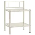 Tables de chevet 2 pcs Blanc et transparent Métal et verre
