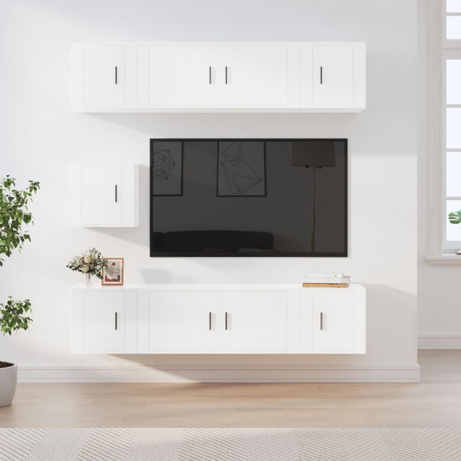 Ensemble de meubles TV 7 pcs Blanc brillant Bois d'ingénierie