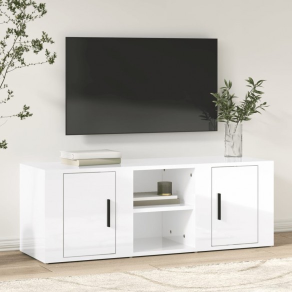 Meuble TV Blanc brillant 100x31,5x35 cm Bois d'ingénierie