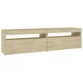 Meubles TV 2 pcs avec lumières LED Chêne sonoma 75x35x40 cm