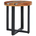 Table basse 40 x 45 cm Bois de teck massif et polyrésine