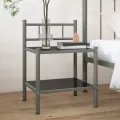 Table de chevet Gris et noir 45x34,5x60,5 cm Métal et verre
