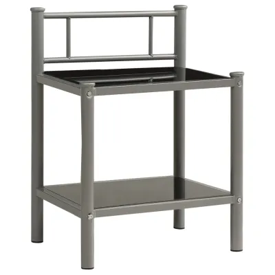 Table de chevet Gris et noir 45x34,5x60,5 cm Métal et verre 2